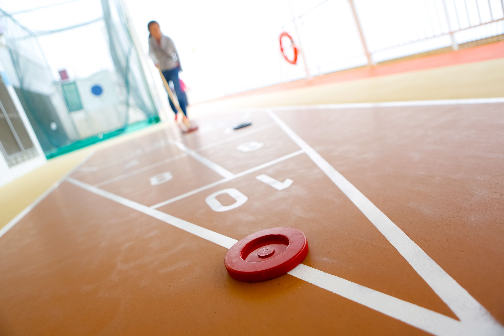Shuffleboarding on a cruise ship